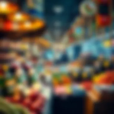Diverse Offerings in Food and Beverage Sector A vibrant market showcasing diverse food and beverage products.