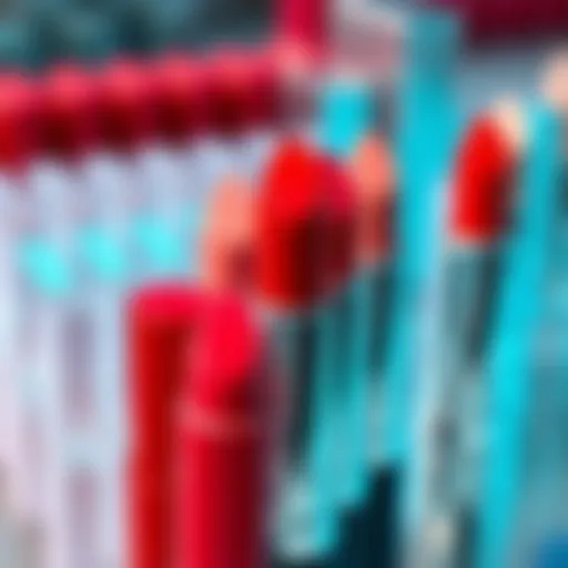 An elegant display of various lipstick shades