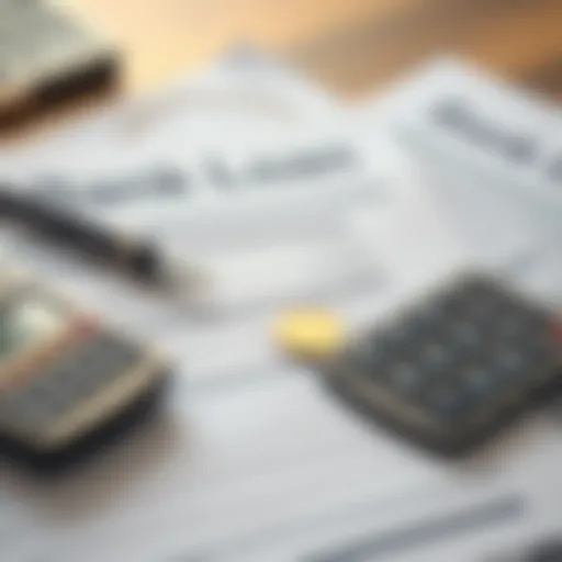 Bank loan paperwork and calculator