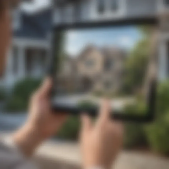 A person analyzing property listings on a digital device