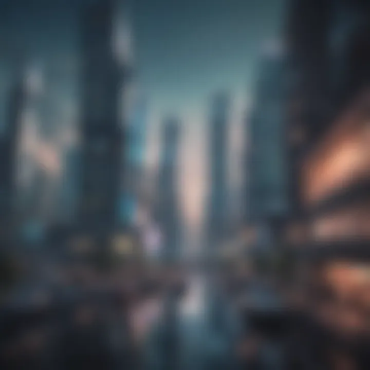 A futuristic city skyline representing the future of brokerage