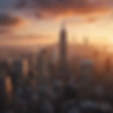 New York City Skyline at Sunset Stunning skyline of New York City at sunset