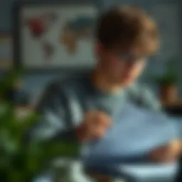 Teenager reviewing financial documents