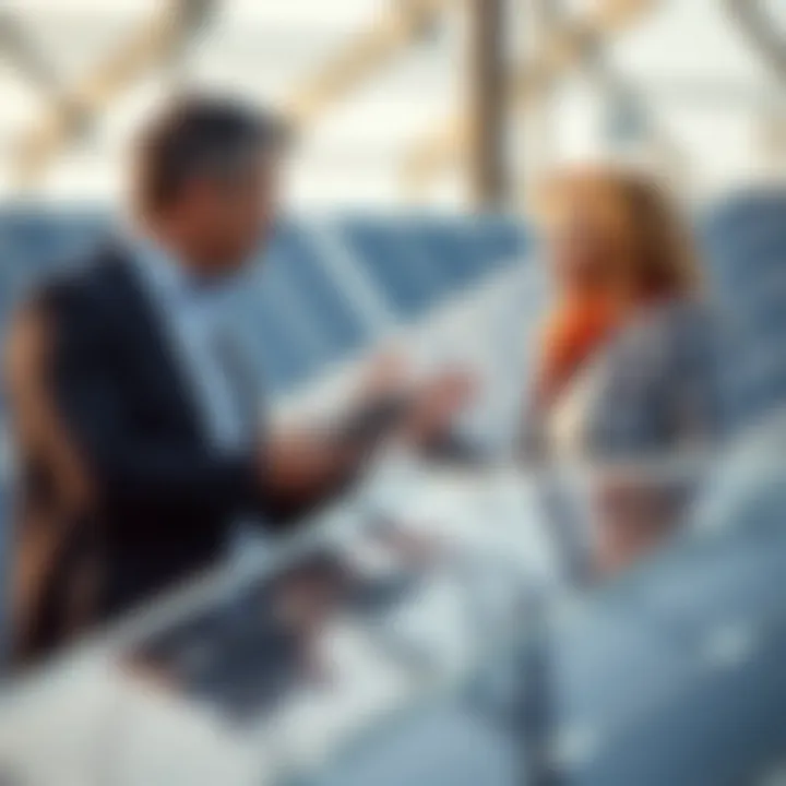 Engaging Customers Effectively A professional consulting with a client on solar panel options