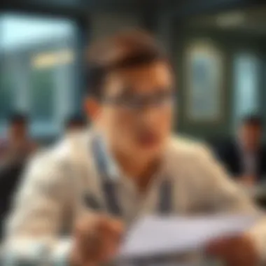 Illustration of a candidate preparing for the Series 34 examination