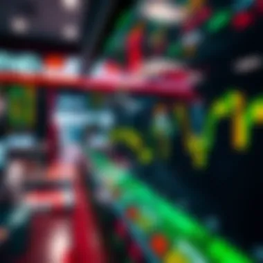 A close-up of stock market tickers