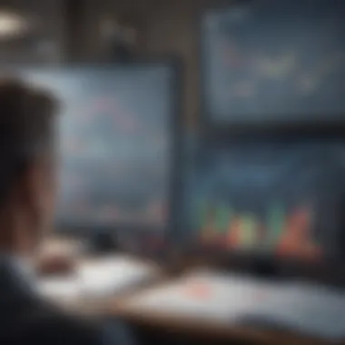 Investor Analysis During Inflation Investor analyzing stock trends amid inflation
