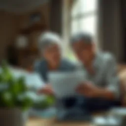 Visual representation of a family analyzing financial documents