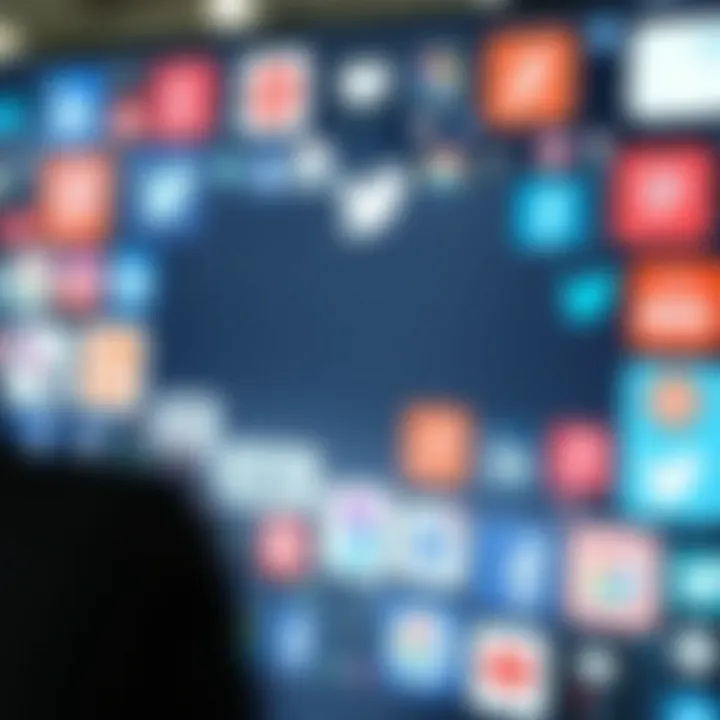 Collage of various social media platforms utilized in business