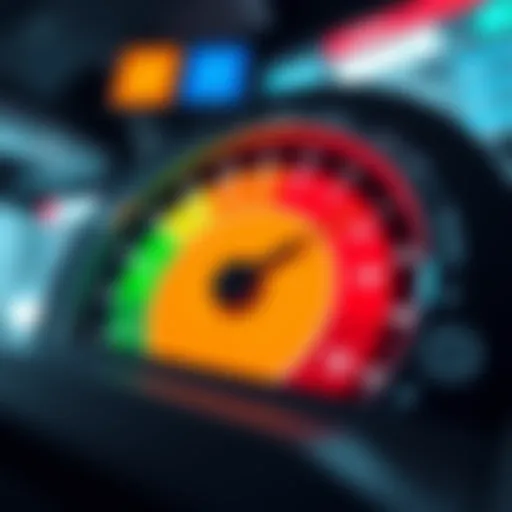 Visual Representation of Credit Score Range Illustration of a credit score gauge