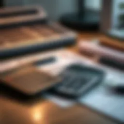 A calculator and tax forms on a desk