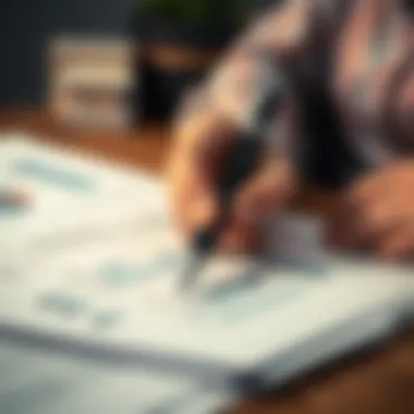 Analyzing Financial Documents A close-up of financial documents and a pen