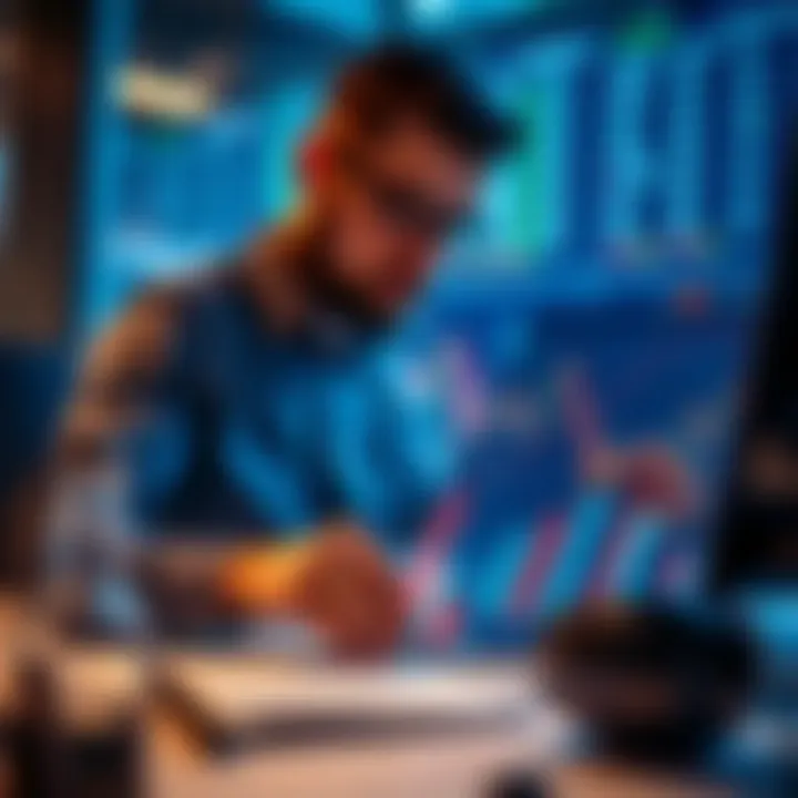 Professional Insights Derived from Financial Data Histograms A professional analyzing a histogram for investment insights.