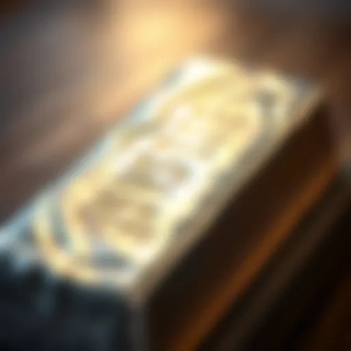 The gleaming surface of a silver ingot