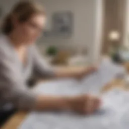 Cancer patient reviewing financial documents