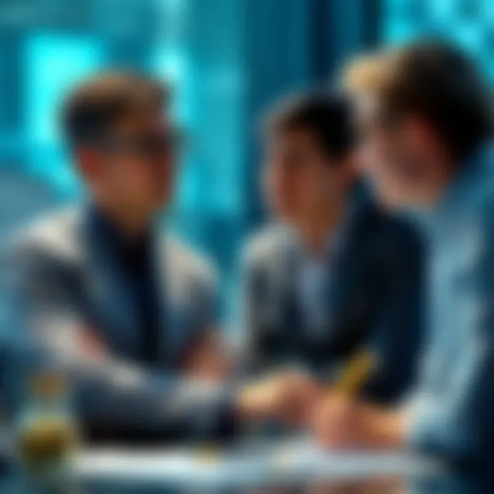 A professional discussing investment strategies with colleagues