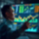 A financial analyst reviewing market trends on a digital dashboard