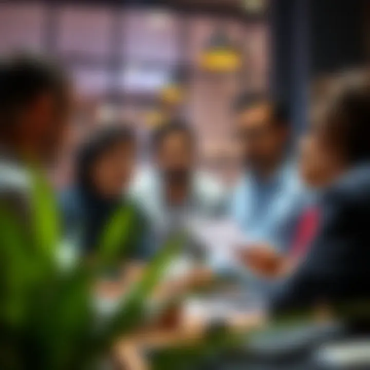 Discussing Loan Options A diverse group of lenders discussing loan options