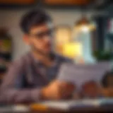 A thoughtful individual reviewing tax documents