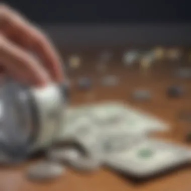 Investing vs Spending Concept Conceptual illustration of investing versus spending